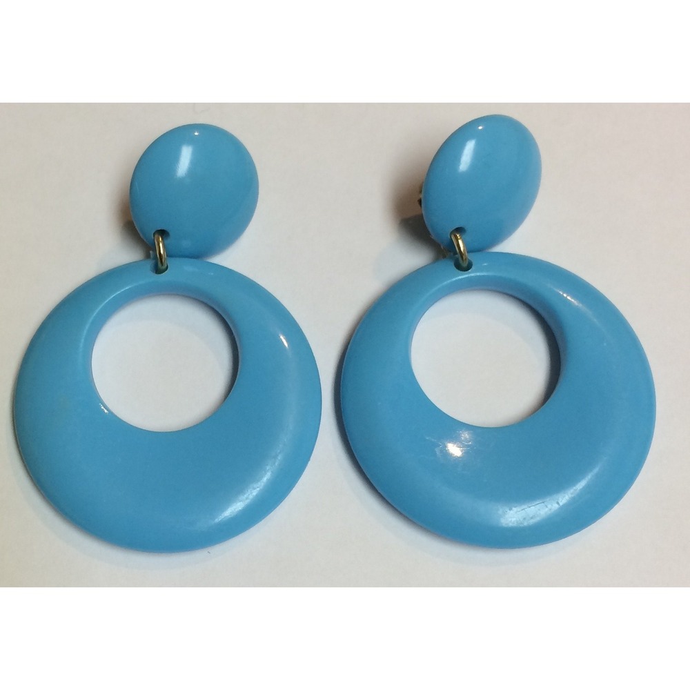 VTG Traditional Flamenco Small Hoop Earrings NOS - Turquoise
